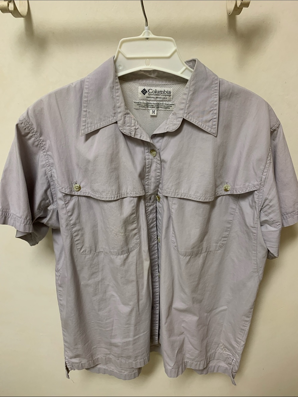 Columbia Short Sleeve Outdoor Button-Up Shirt - Light Gray